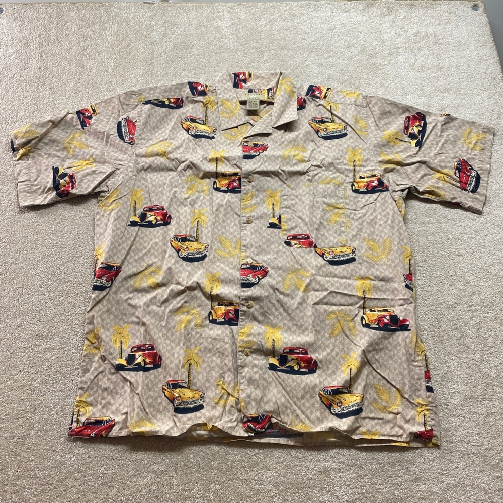 Natural Issue Shirt Mens XLT Hawaiian Hot Rod Cars Print Short Sleeve Button‎ Up